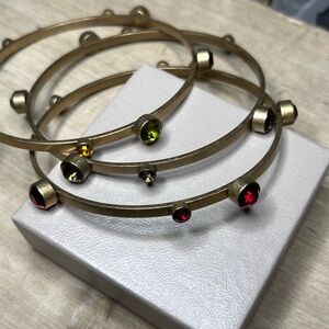 Lia Sophia Kiam Collection “Nikki” Set of 3 Gold Tone w/Cut Crystals Bracelets